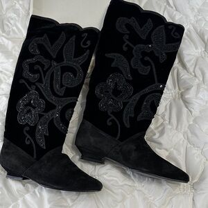 Caparros Black Embellished Over-the-Knee Boots